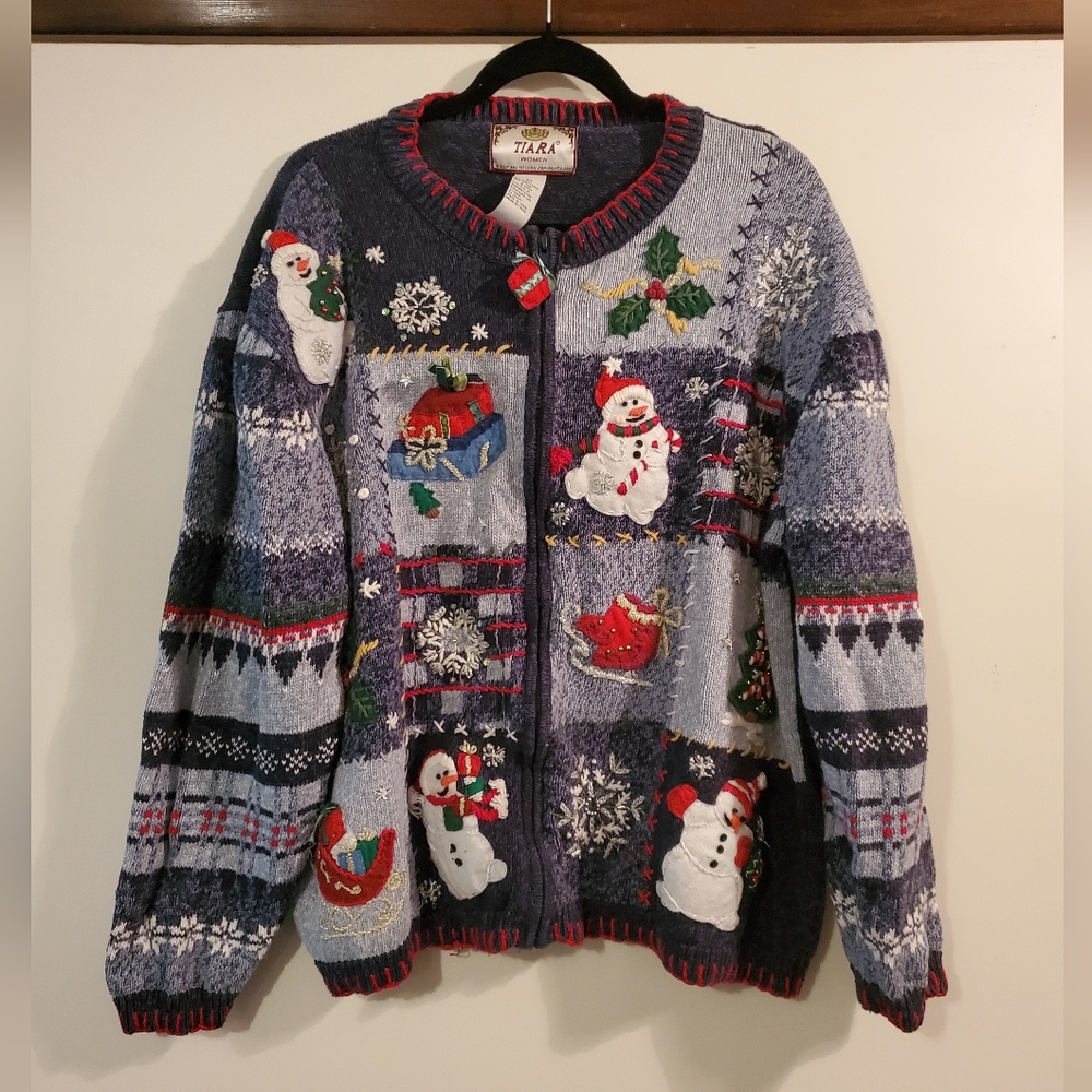 Holiday zip up sweater